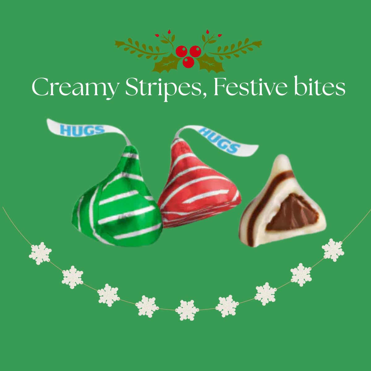 Hershey'ss Cristmas Kisses Milk Chocolate candy - (1LB 90 pcs)