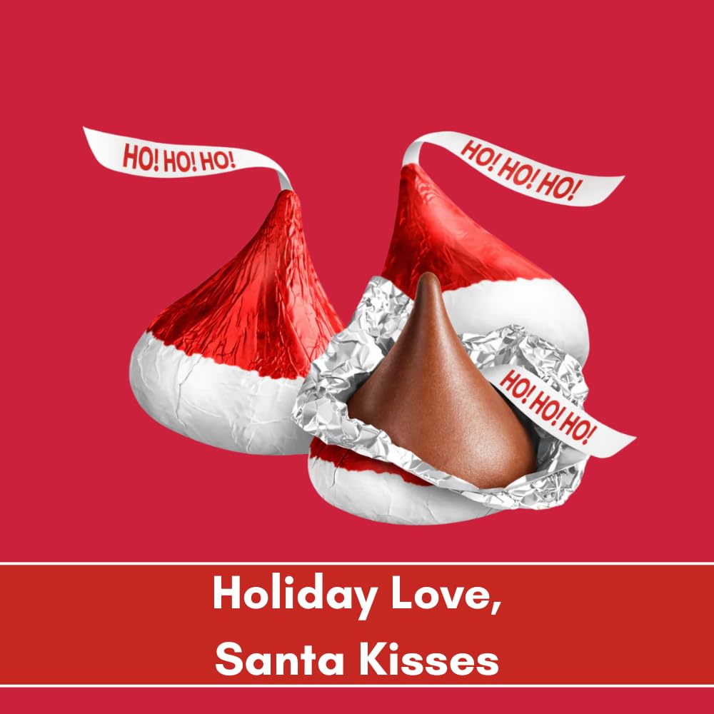Hershey'ss Santa Hat Kisses Milk Chocolate candy - (2LB 180 pcs)