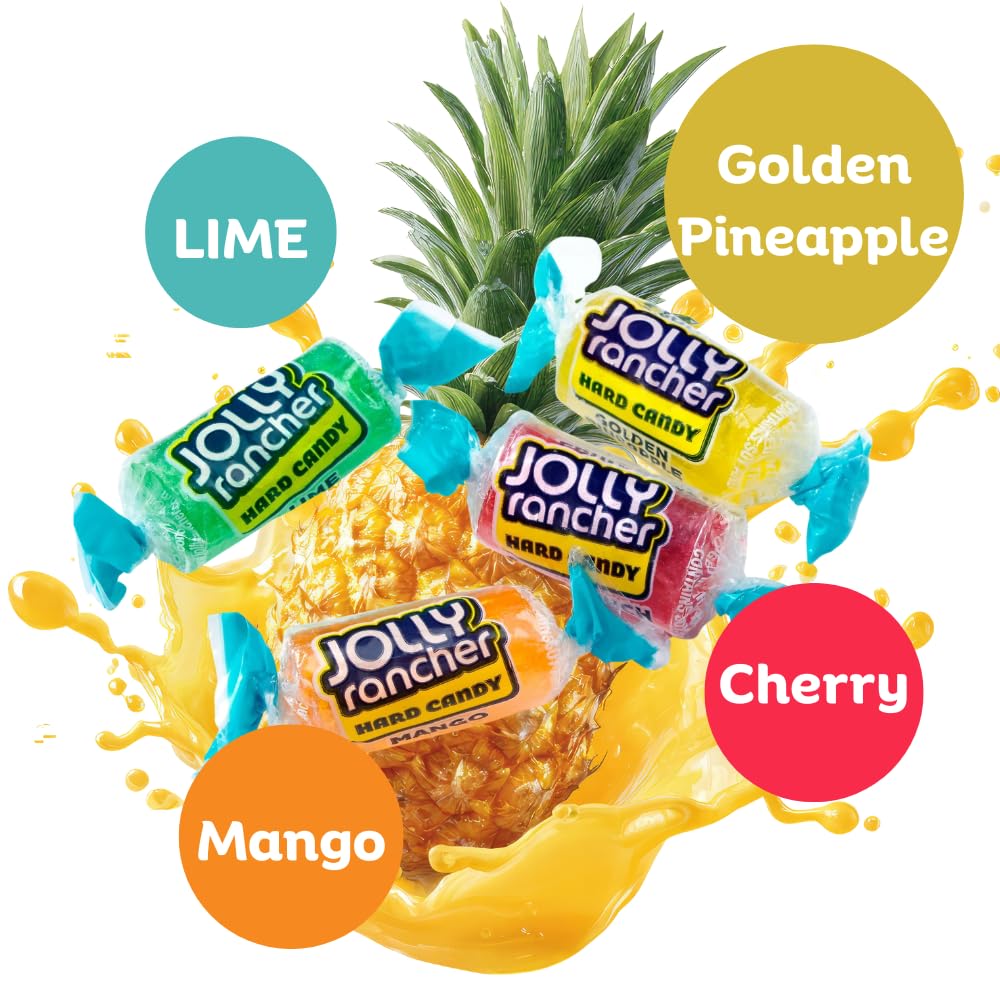 Jolly Rancher Premium Flavored Hard Candy - Individually Wrapped - Bulk Candy Bag - Long-Lasting Fruit Flavor Delight - Resealable Bag (1 Pound, Tropical)