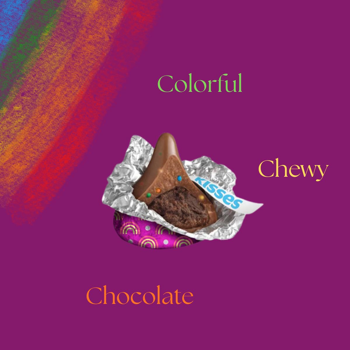 Hershey'ss Rainbow Brownie Kisses Milk Chocolate candy - (1LB 90 pcs)