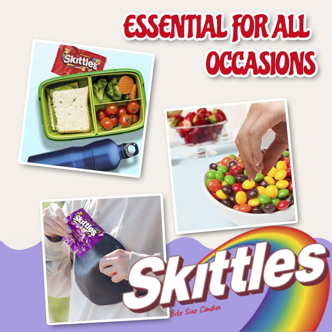 Skittles Candy Assortment 1 LB (30 Pieces)- Wild Berry & Original Flavor Skittles Candy Coated Fruit Chew Bites Individually Wrapped Mini Packs