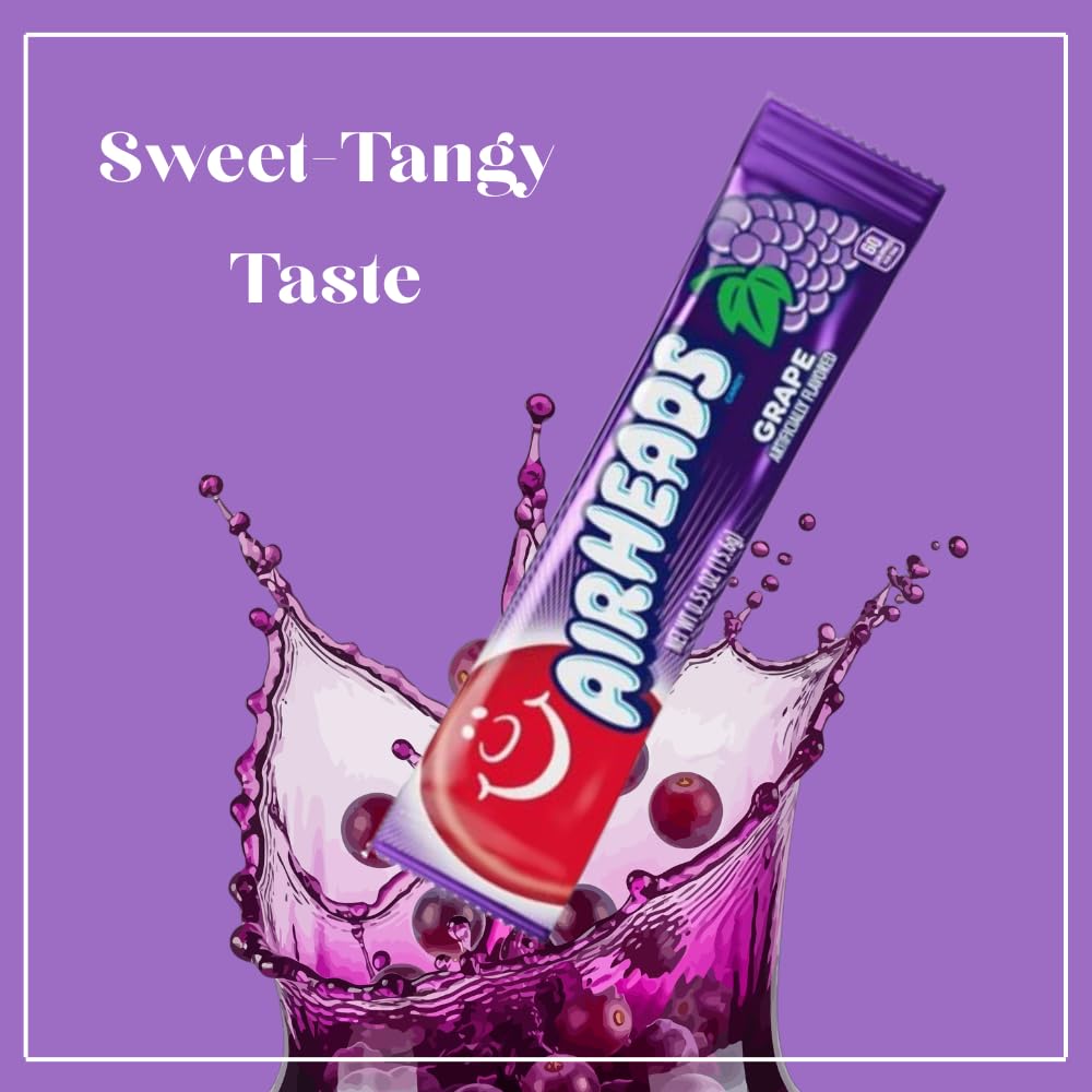 Airheads Candy Mini Bars Grape Flavor (2lb 80 Pieces)