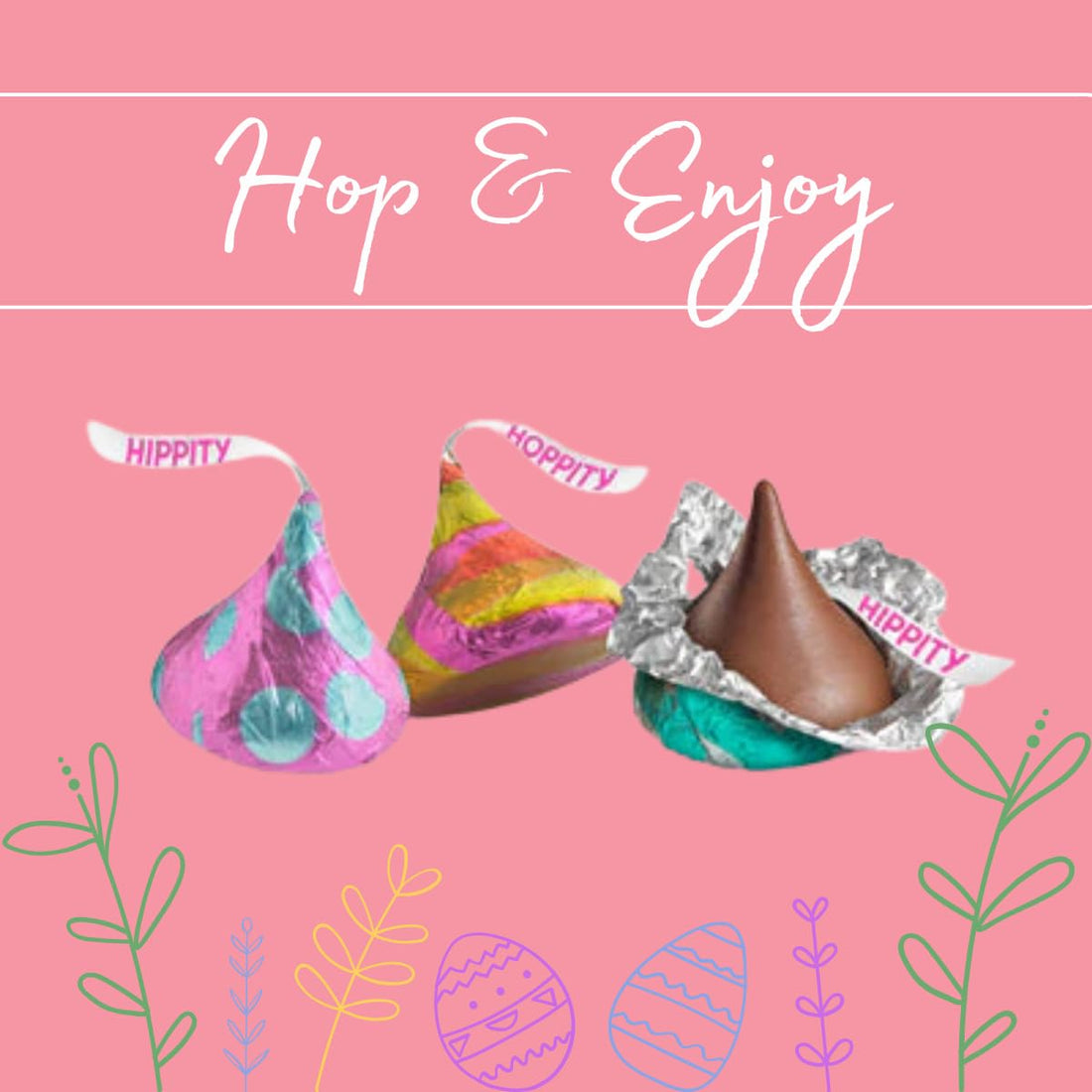 Hershey'ss Easter Hippity Hoppity Kisses Milk Chocolate candy - (2LB 180 pcs)