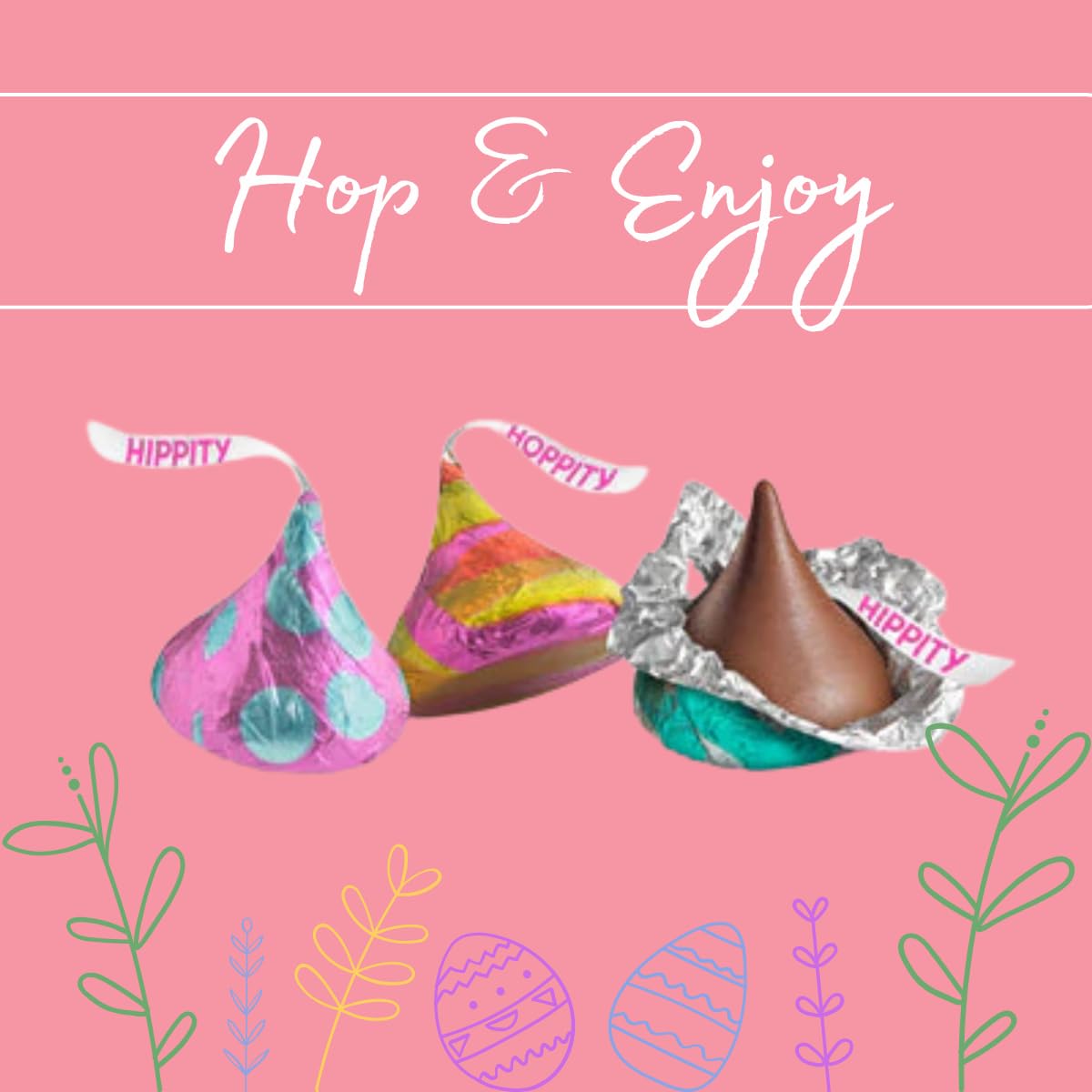 Hershey'ss Easter Hippity Hoppity Kisses Milk Chocolate candy - (1LB 90 pcs)