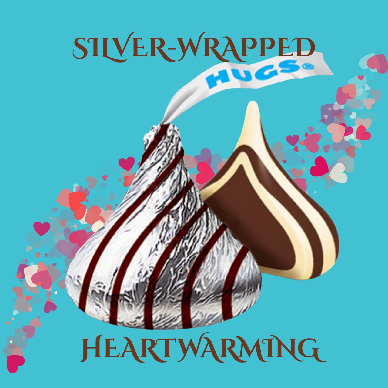 Hershey's Silver Hugs Kisses Chocolate candy - 1LB (100 pcs)