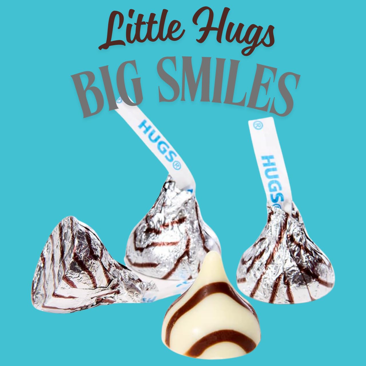 Hershey's Silver Hugs Kisses Chocolate candy - 1LB (100 pcs)