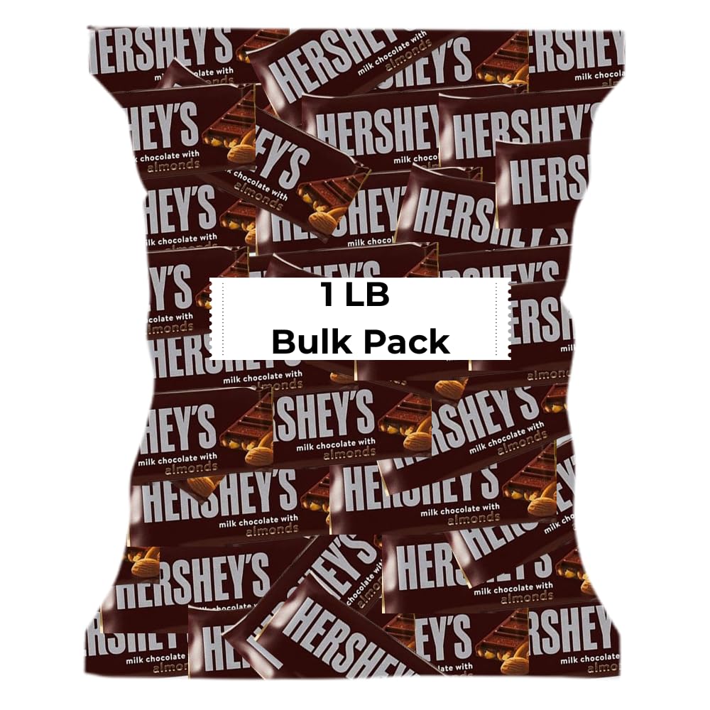 Hershey's Almond Chocolate Candy - Bulk 1lb Hershey's bar Snack Size Chocolate Halloween Candy - Bulk Halloween Candies for MotherDay, Pinata, Parties Gifting & More!