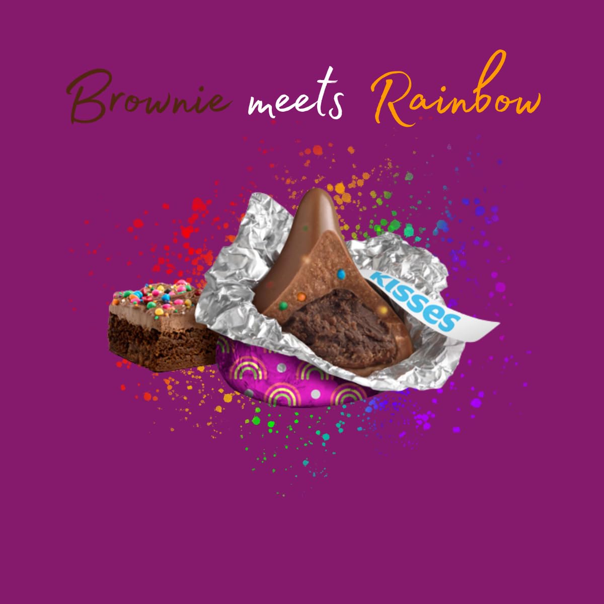 Hershey'ss Rainbow Brownie Kisses Milk Chocolate candy - (1LB 90 pcs)