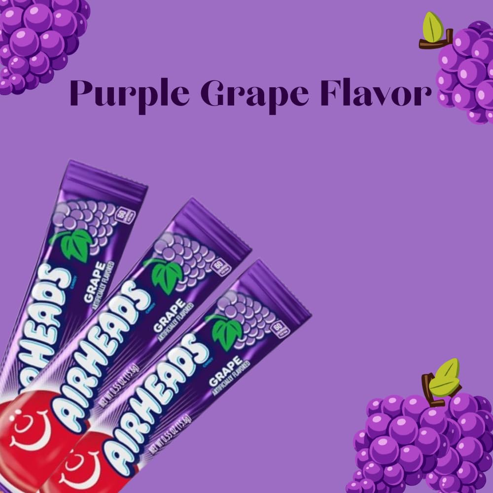 Airheads Candy Mini Bars Grape Flavor (2lb 80 Pieces)