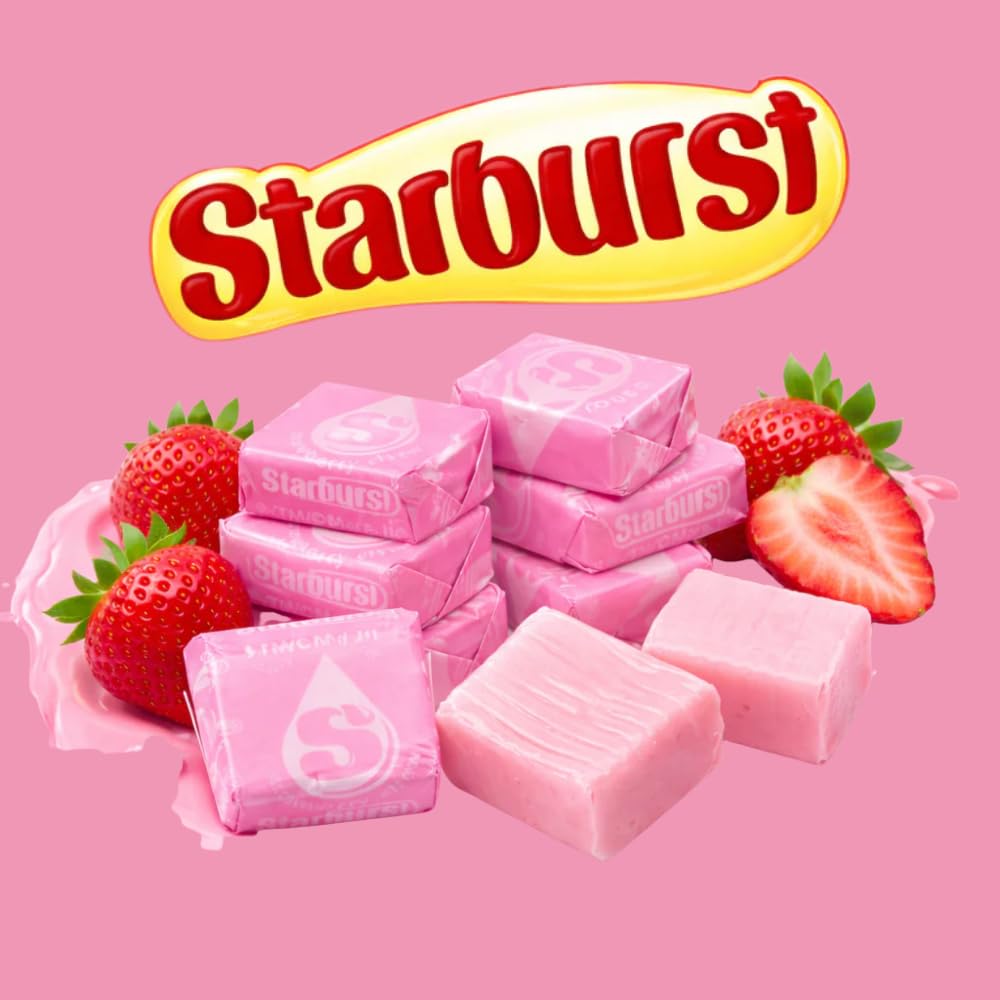Starbarst Strawberry Easter Chews Candy Variety Packs - (1lb) Strawberry Flavor Bulk candy - Individually Wrapped candy for Easter, Birthday Parites, Pinata & other.