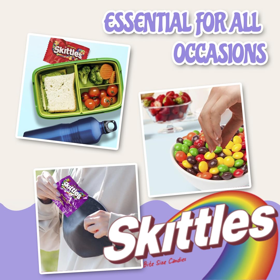 Skittles Candy Assortment 2 LB (65 Pieces)- Wild Berry & Original Flavor Skittles Candy Coated Fruit Chew Bites Individually Wrapped Mini Packs