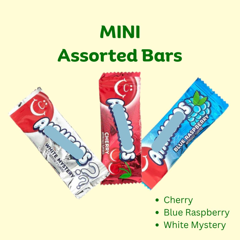 Airheads Candy Mini Bars Cherry, Blue Respberry & White Mystery Flavor (2lb 80 Pcs) Bulk Bag