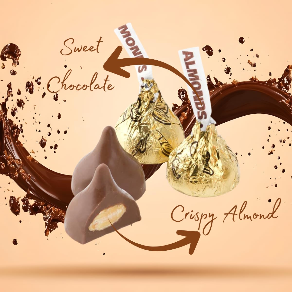 Hershey'ss Cristmas Almond Kisses Milk Chocolate candy - (1LB 90 pcs)