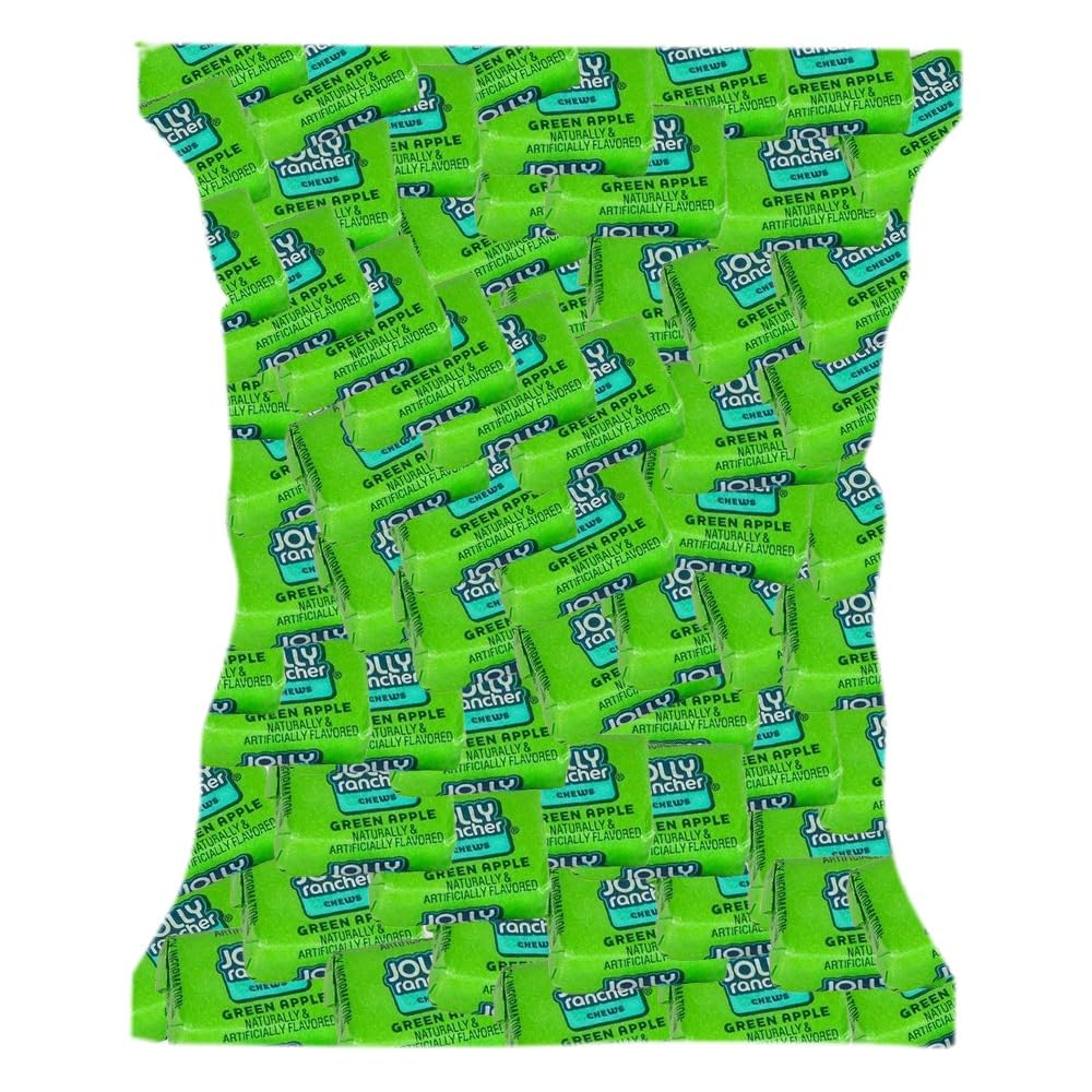 Jolly Ranchers Chews Candy - Green Apple Flavor - 95 Pieces of Intense Green Apple Blast - Individually Wrapped Delicious Candy Chews for Birthdays, Easter, Christmas & Pantry (1lb)