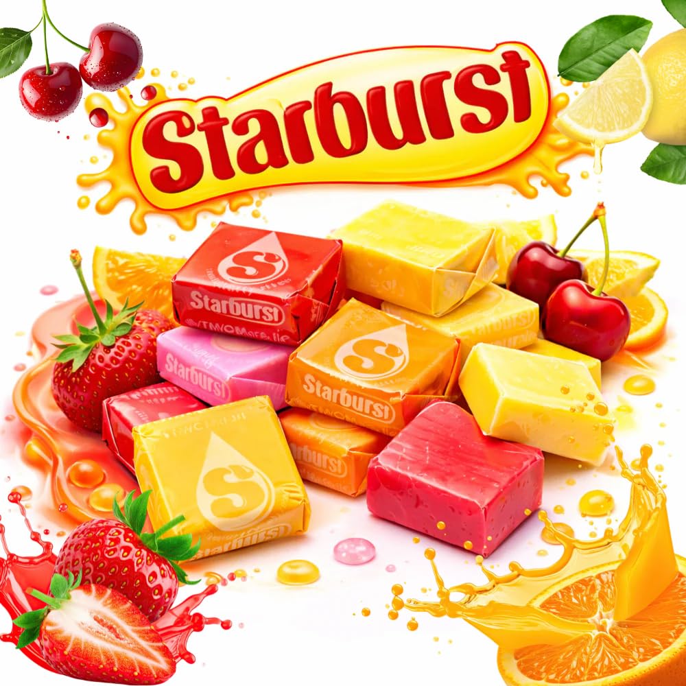 Assorted Easter Chews Starburst Candy Variety Packs - 2lb Lemon, strawberry, cherry, orrange Flavor Bulk candy - Individually Wrapped candy for Easter, Birthday Parites, Pinata & other