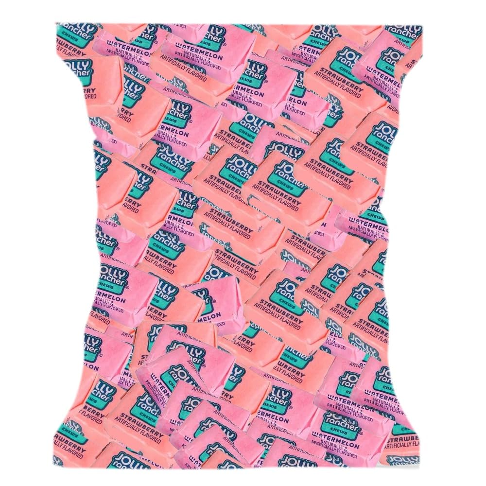Jolly Rancher Chews Candy - Watermelon + Strawberry Mix - 95 Pieces of Intense Fruity Blast - Individually Wrapped Delicious Candy Chews for Birthdays, Easter, Christmas & Pantry (1 lb)