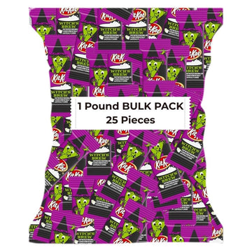 Kitkatt Halloween Candy Witches Brew - Assorted Milk Chocolate and Creme Snack Size Bars, Free Frosted Shipping Bag, 1 pound Bulk Bag 25 Pieces