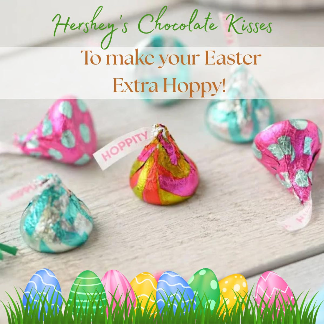 Hershey'ss Easter Hippity Hoppity Kisses Milk Chocolate candy - (1LB 90 pcs)