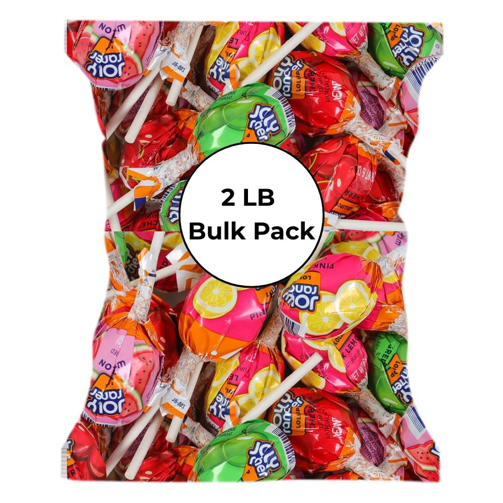 Jolly Rancher Assorted Lollipop Round Hard Candy (2lb) - Assorted Flavored Hard Candy - Individually Wrapped
