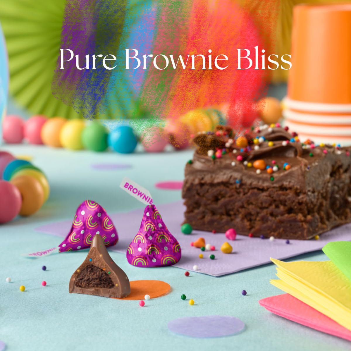 Hershey'ss Rainbow Brownie Kisses Milk Chocolate candy - (1LB 90 pcs)