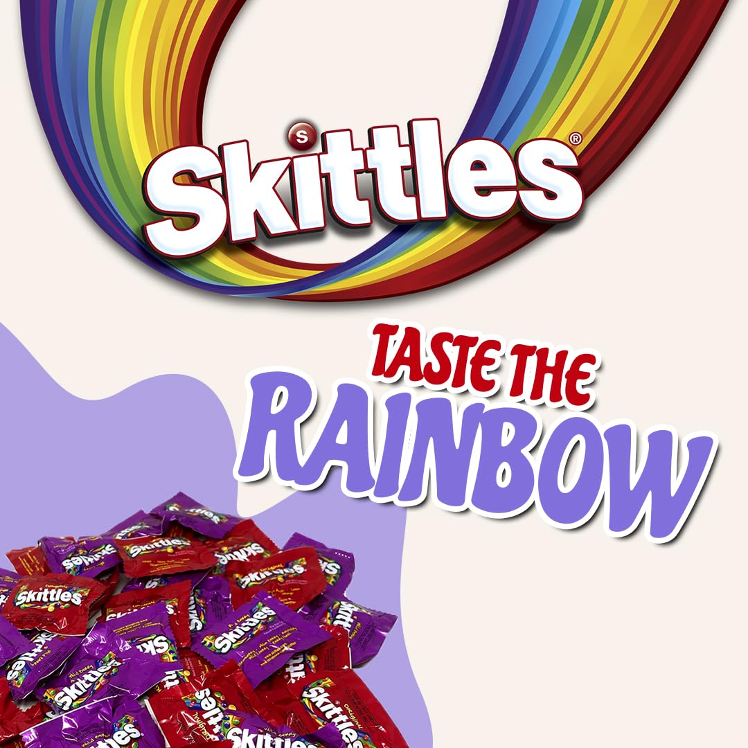 Skittles Candy Assortment 1 LB (30 Pieces)- Wild Berry & Original Flavor Skittles Candy Coated Fruit Chew Bites Individually Wrapped Mini Packs