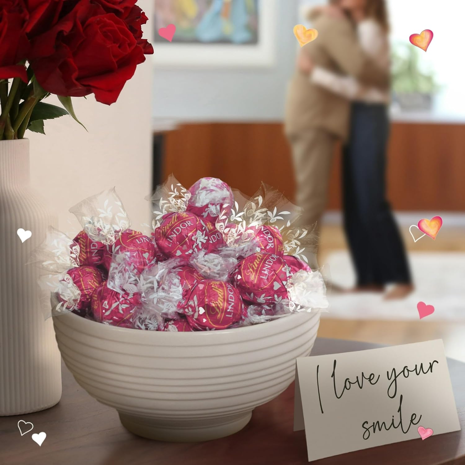 LindtLindoor Valentine Day Cocoa and Creme Milk Chocolate Candy - (1lb 30 Pieces)