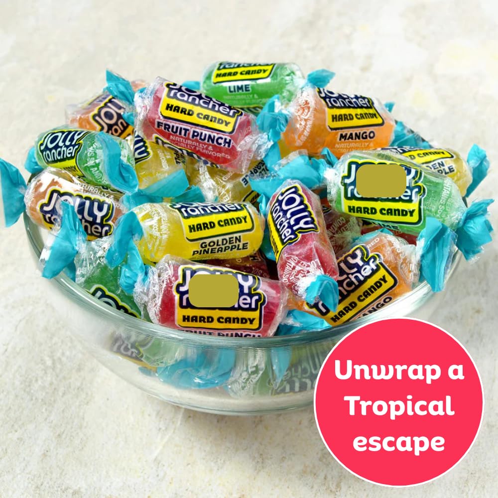 Jolly Rancher Premium Flavored Hard Candy - Individually Wrapped - Bulk Candy Bag - Long-Lasting Fruit Flavor Delight - Resealable Bag (1 Pound, Tropical)