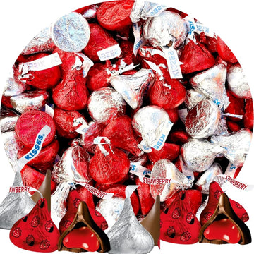 Hershey'es Kisses Dipped Strawberry & Silver Chocolate Candy- 2lb (200 pcs)