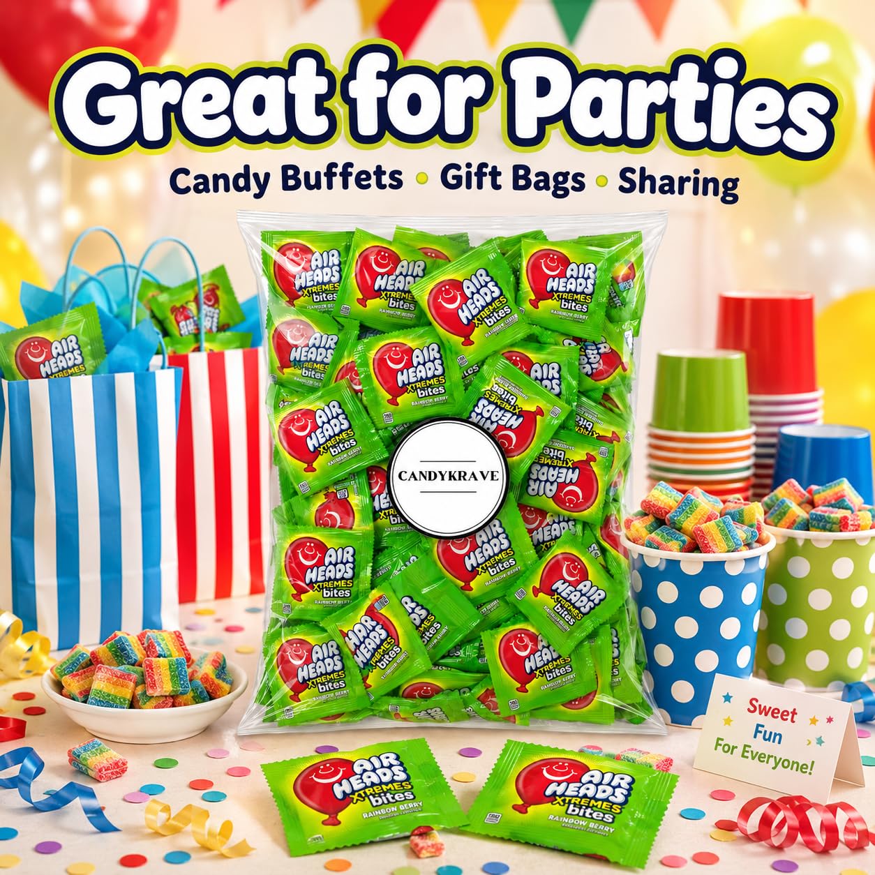 Airheads Xtremes Bites Rainbow Berry 2lb Bag(60 pieces)