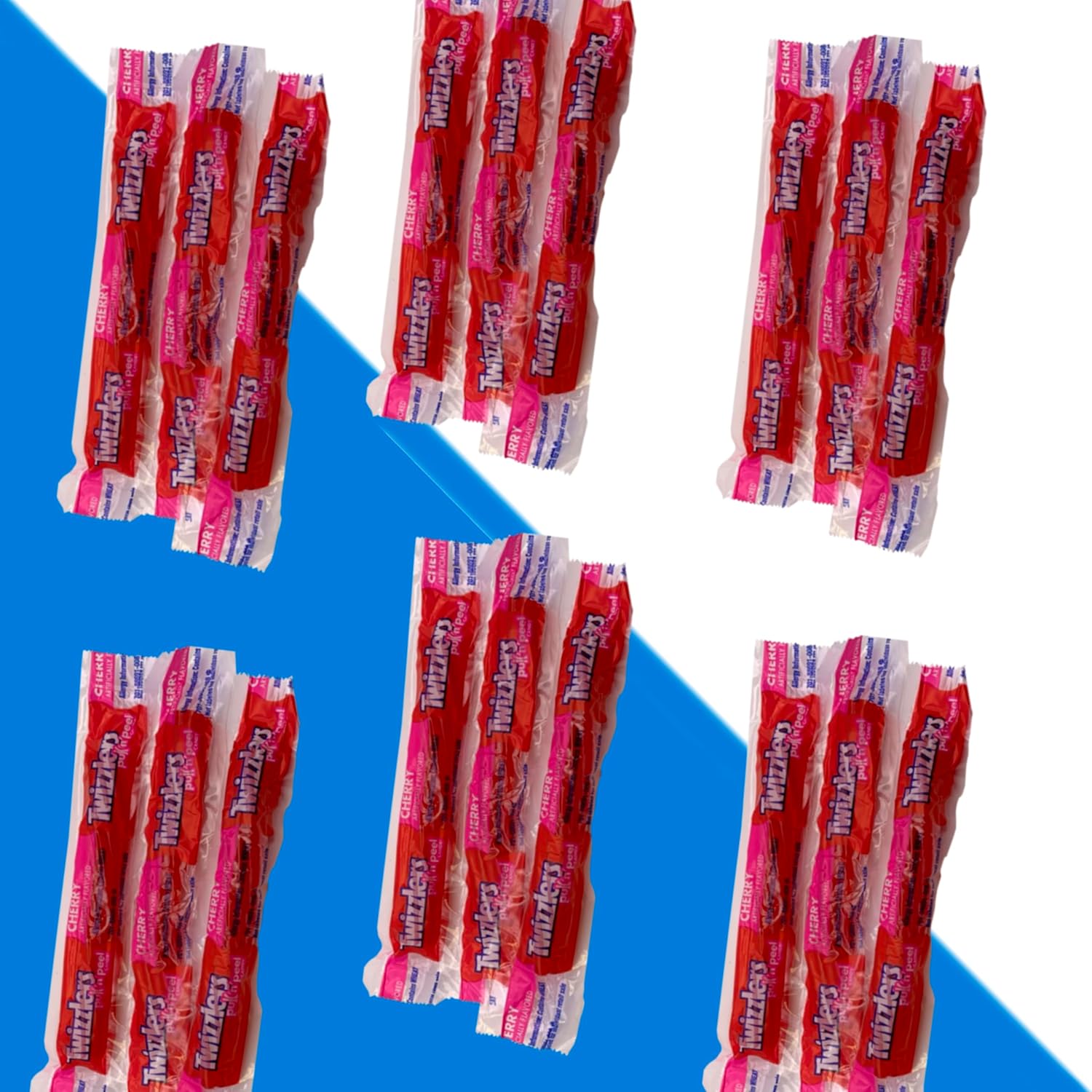 Twizlers Pull N Peel Cherry Flavor Candy - (2lb 70+ Pieces)