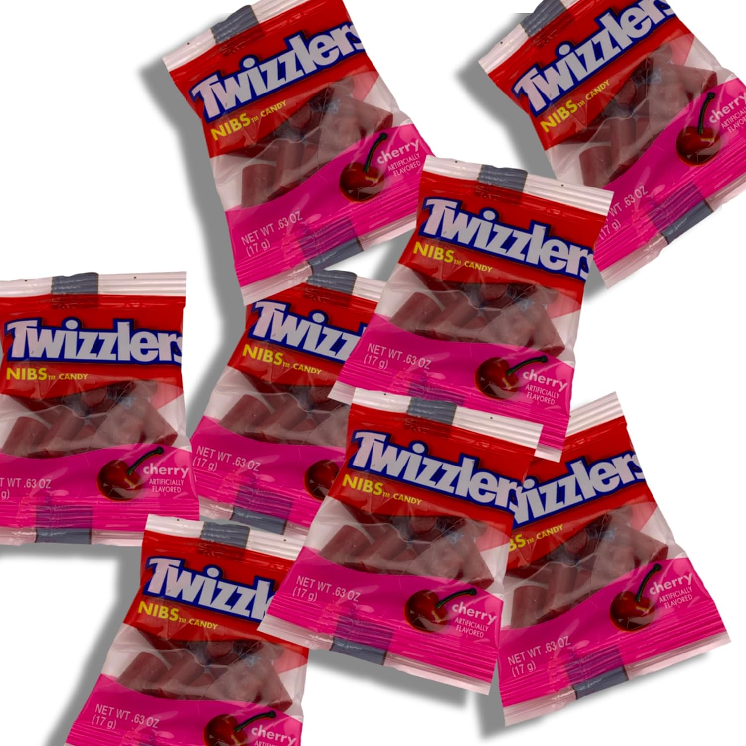 Twizzlers Cherry Flavored Nibs - 50 Pieces - Individually Wrapped Cherry Candy - Chewy & Delicious Candy for Birthdays, Easter, Christmas, Purim & Pantry (2 lbs)