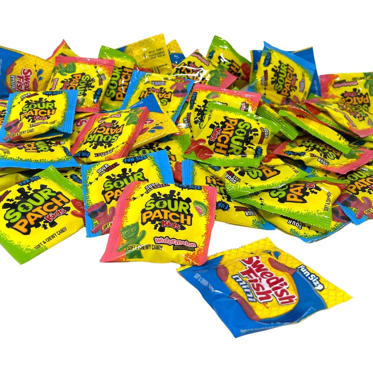 Swidish Fish & Sourpatch Soft Chewy & Gummy Candy Variety Pack- 1lb (70 Pieces)