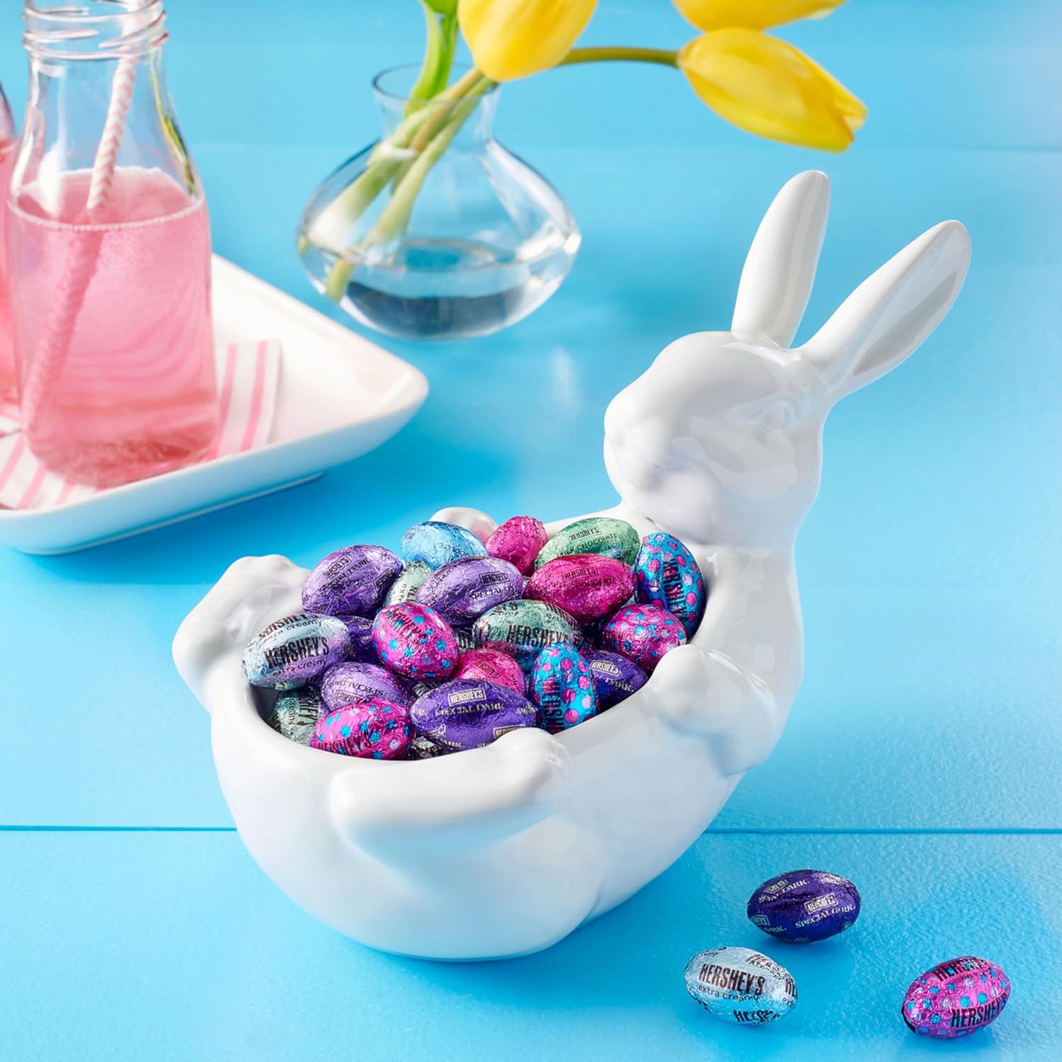 Hershey's Easter Assorted Eggs Chocolate Candy - 1lb Individually wrapped Sweet & Creamy chocolate Eggs Candy - Bulk Easter chocolate candy for Snacking, Pinata, Parties Gifting & More!