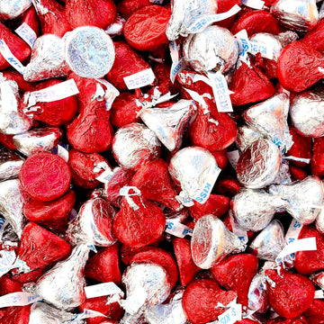 Hershey's Kisses Red & Silver Chocolate candy - (4 LB 400 pcs)