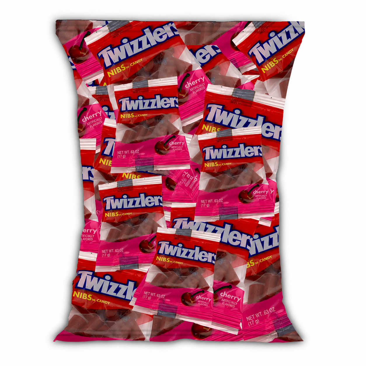 Twizzlers Cherry Flavored Nibs - 50 Pieces - Individually Wrapped Cherry Candy - Chewy & Delicious Candy for Birthdays, Easter, Christmas, Purim & Pantry (2 lbs)