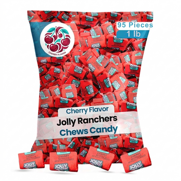 Jolly Rancher Chews Candy - Cherry Flavor - 95 Pieces of Intense Cherry Blast - Individually Wrapped Delicious Candy Chews for Birthdays, Easter, Christmas & Pantry (1lb)