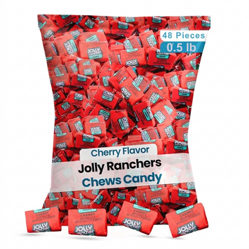 Jolly Rancher Chews Candy - Cherry Flavor - 48 Pieces of Intense Cherry Blast - Individually Wrapped Delicious Candy Chews for Birthdays, Easter, Christmas & Pantry (0.5 lb)